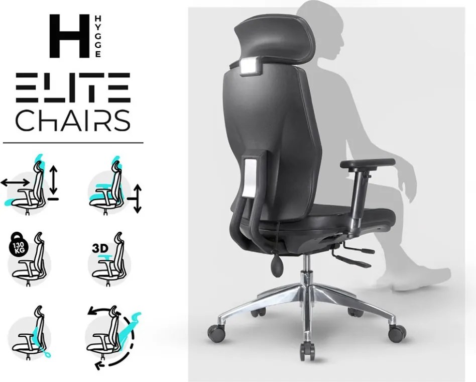 Ergonomická kancelárska stolička MOSH Elite H –  čierna