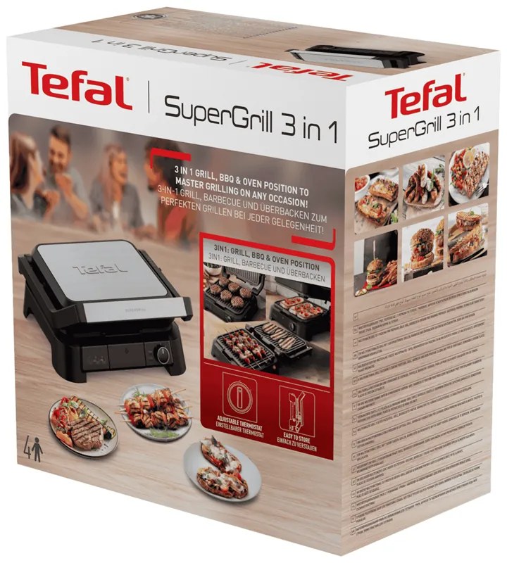 Kontaktný gril Tefal SuperGrill 3v1 GC510DE0 Nerezový/Čierny