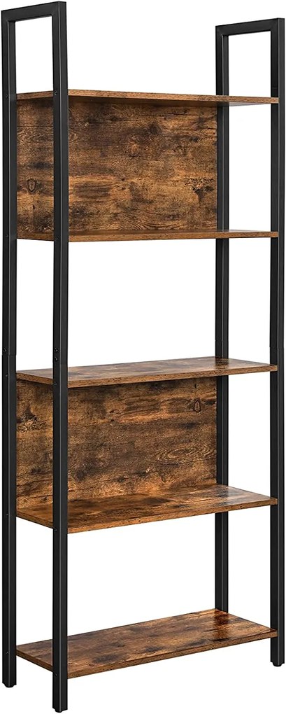 Knižnica, industriálna, 5 políc, 165x62x24cm