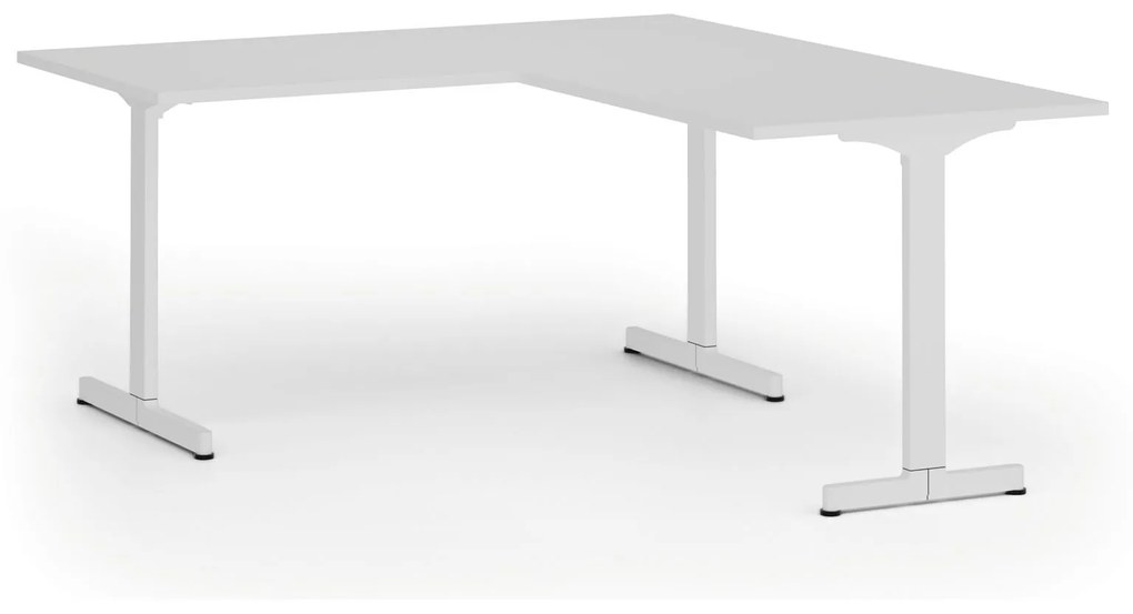 Kancelársky stôl PRIMO BETA L, 1600 x 1800 mm, biela podnož, biela