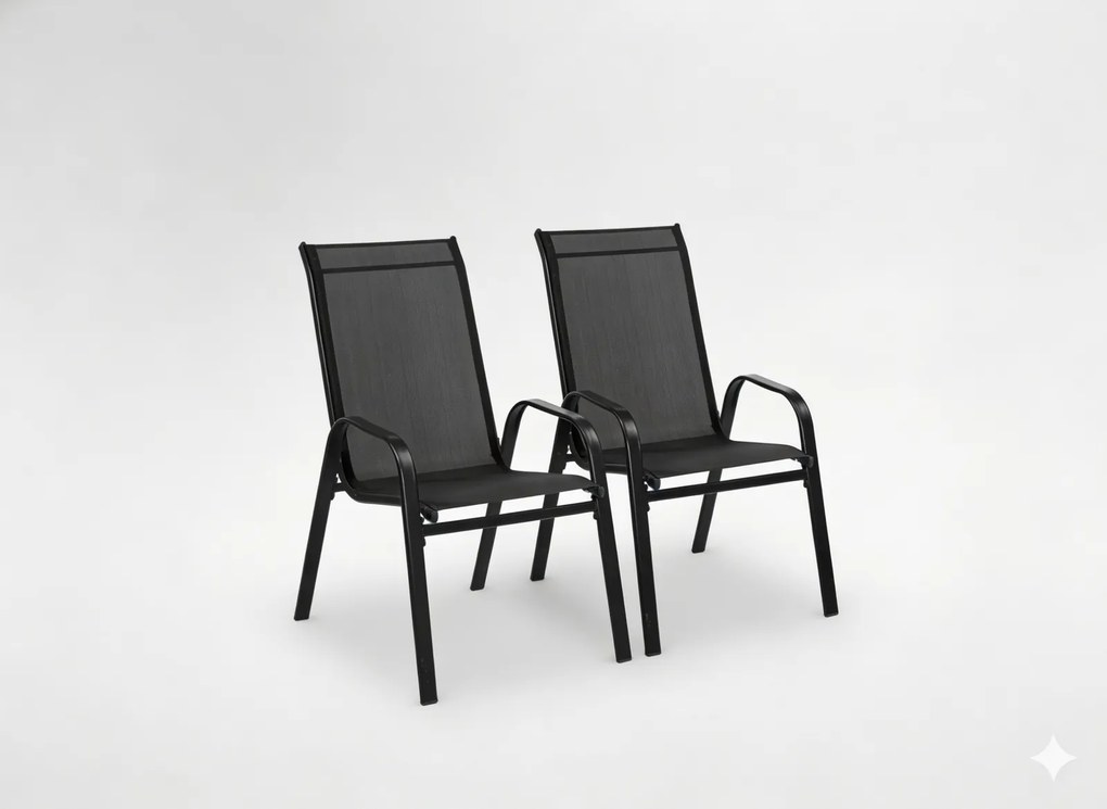 Garden Line SADA 2 ČIERNYCH ZÁHRADNÝCH STOLIČIEK 54 x 70 x 92 CM