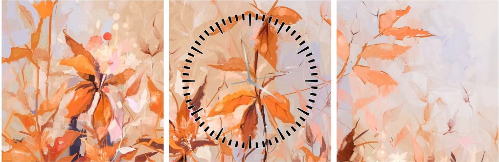 Obraz - Maľované kvety (s hodinami) (90x30 cm)