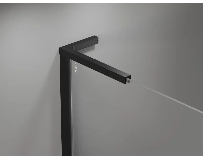 Mexen Mist L, päťuholníkový sprchový kút s krídlovými dverami, 80 x 80 cm, 8mm číre sklo, čierny profil, 8A8L-080-080-70-00