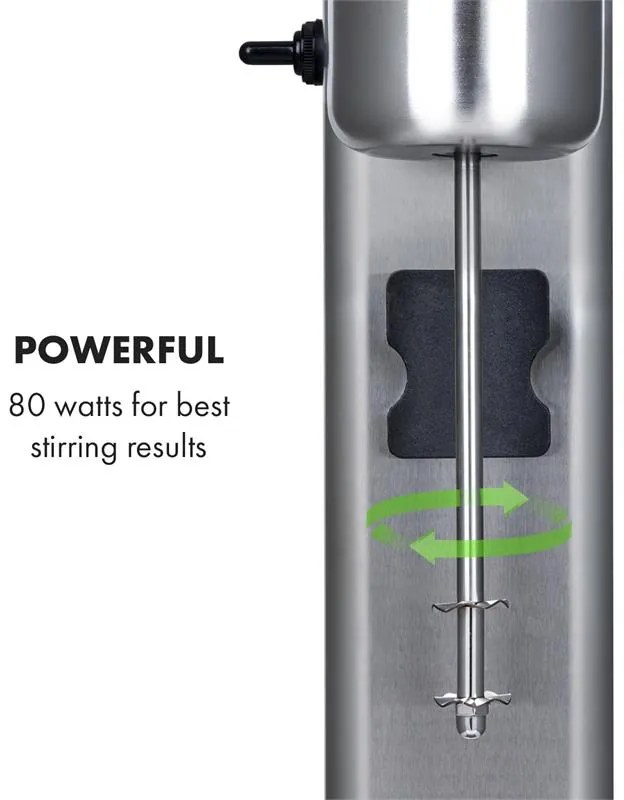 Klarstein Kraftpaket, mixér na mliečne kokteily, proteínové kokteily, 80 W, nehrdzavejúca oceľ, strieborný