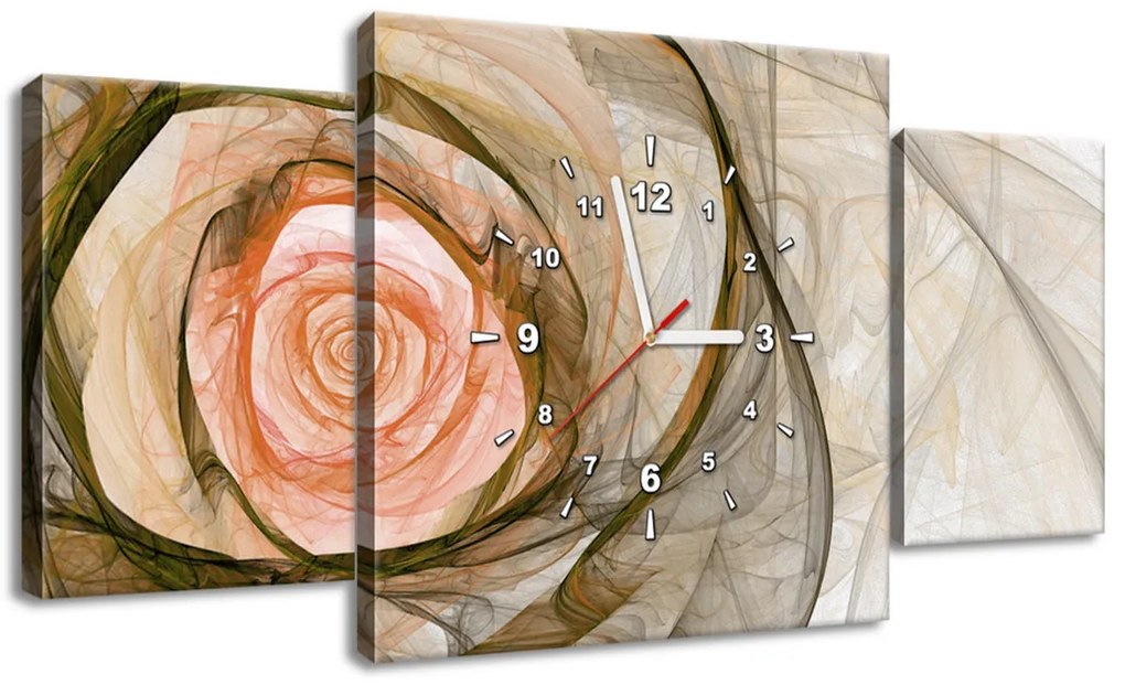 Gario Obraz s hodinami Nádherná ruža fraktál - 3 dielny Rozmery: 90 x 30 cm