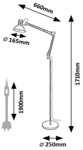 Rabalux 2196 - Stojacia lampa ARISTEO 1xE27/40W/230V čierna/lesklý chróm