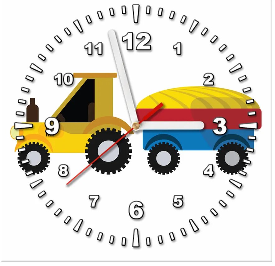 Gario Obraz s hodinami Traktor s vlečkou Rozmery: 30 x 30 cm
