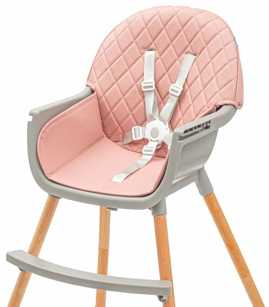 Baby Mix Jedálenská stolička Freja drevená, ružová