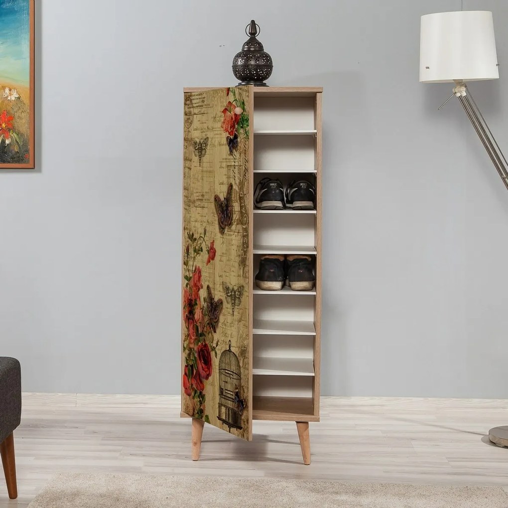 Mega Sonoma Oak Roses Skriňa na topánky