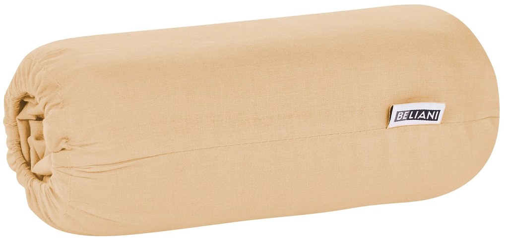 Bavlnená posteľná plachta 160 x 200 cm piesková béžová JANBU Beliani