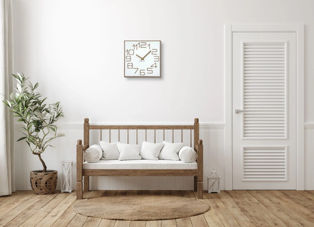 Dekorstudio Moderné drevené hodiny EKO Digits biele - 40cm