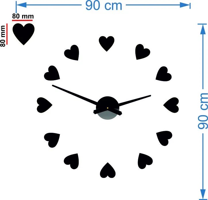SENTOP | Veľké nástenné hodiny s motívom srdca I SENTOP 12S051 Wall clock HEU- analógové