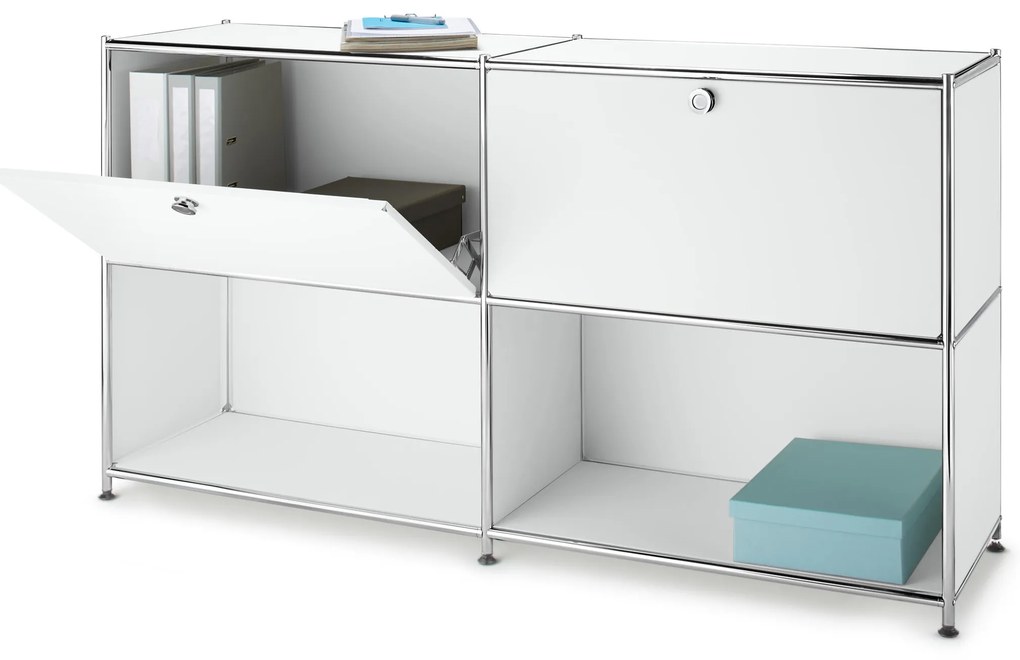 Kovová odkladacia skrinka »CN3« s nastaviteľnými výklopnými priehradkami, biela