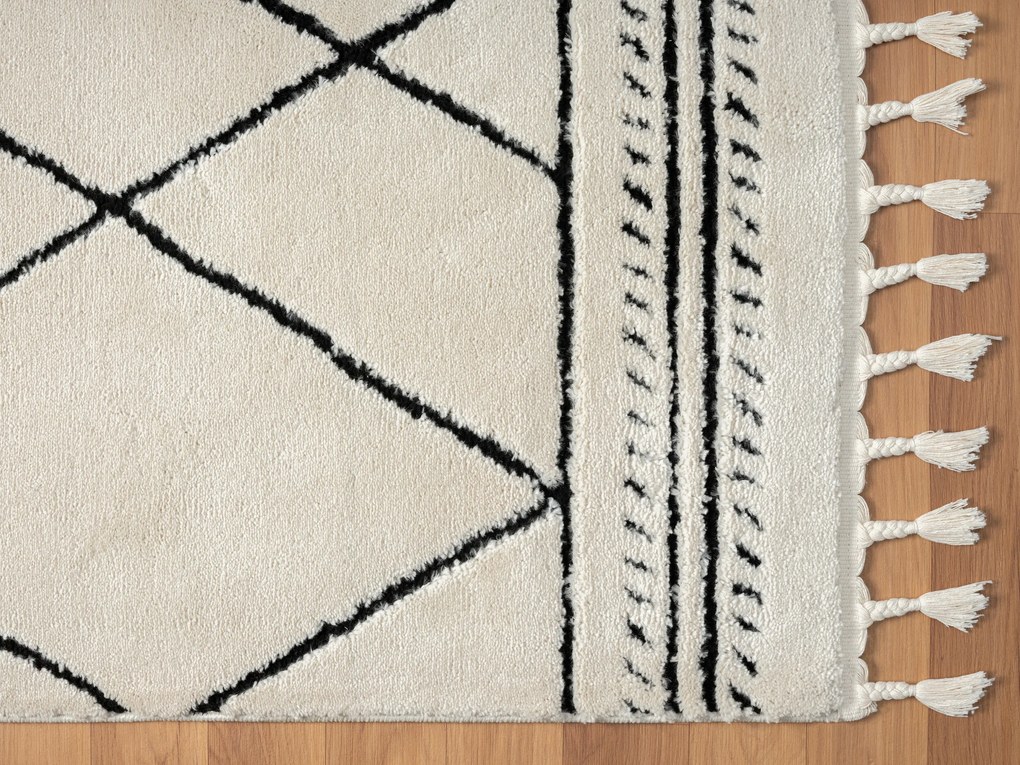 My Flair, Kusový koberec Moroccan Desert weiß/schwarz, 200x290, čiernobiela, obývacia izba