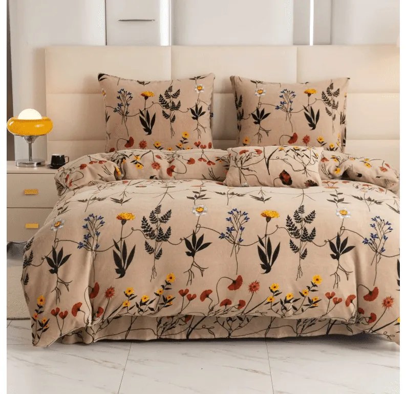 Obliečky mikroplyš HERBÁR béžové Rozmer obliečok: 70 x 90 cm | 140 x 200 cm