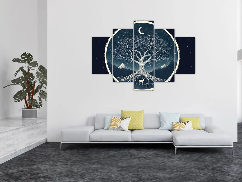 Obraz – Magický strom s jeleňom II. (150x105 cm)