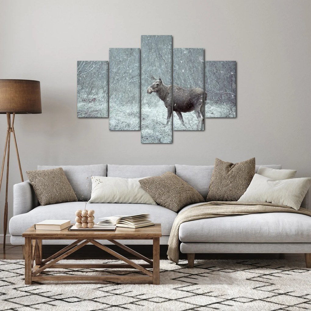 Obraz - Los v zasneženom lese (150x105 cm)
