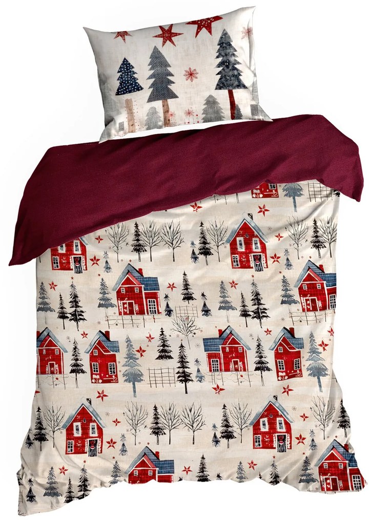 VIANOČNÉ SATÉNOVÉ OBLIEČKY ASHER 140X200, 1 KS 70X80 CM VZOROVANÉ