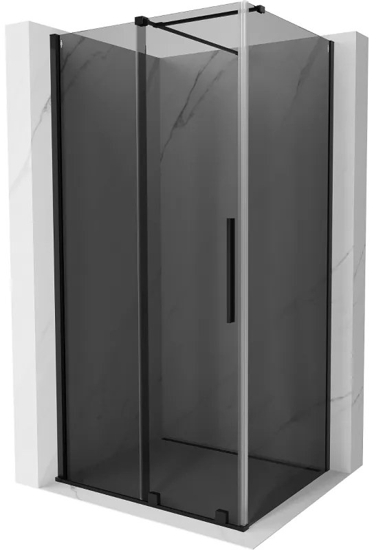 Mexen Velar, sprchový kút s posuvnými dverami 120 x 80 cm, 8mm šedé sklo, čierna matná, 871-120-080-41-70