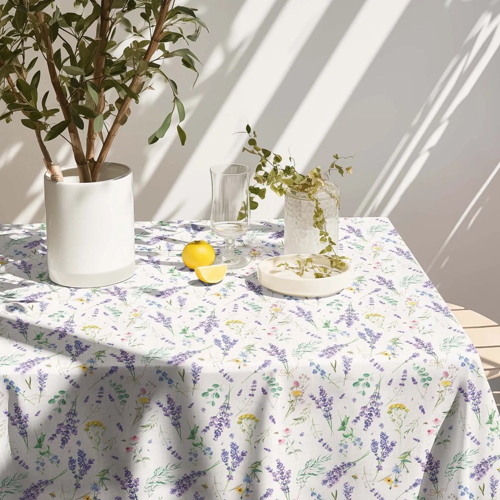 Goldea hranatý obrus valencia - levanduľová záhrada 120 x 160 cm