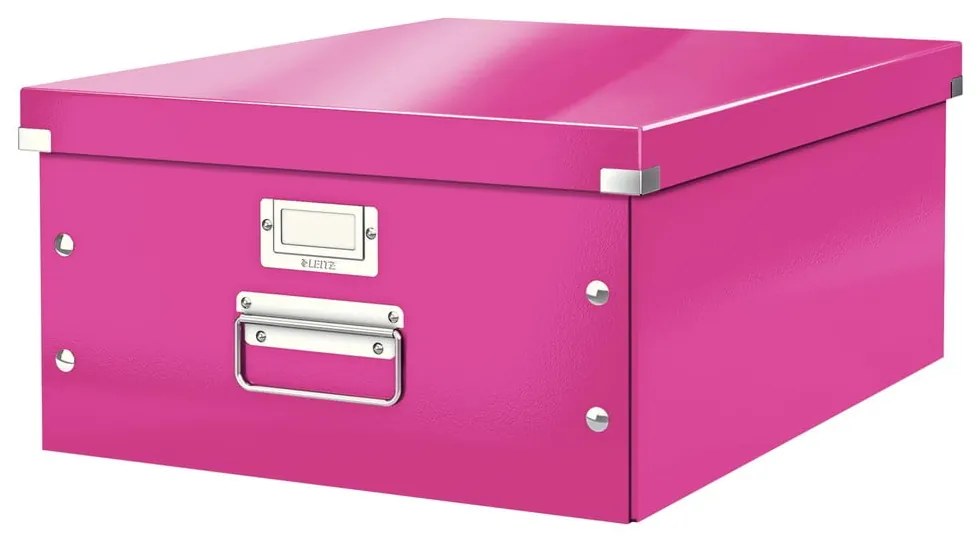 Ružový kartónový úložný box s vekom 37x48x20 cm Click&amp;Store – Leitz