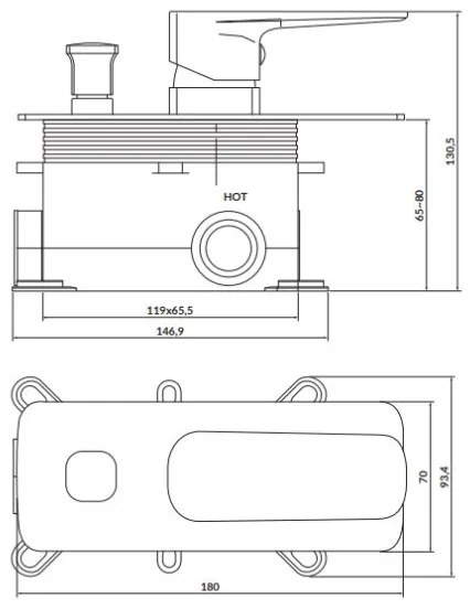 Cersanit S951-373 -Sprchová batéria na podomietkovú inštaláciu LARGA čierna