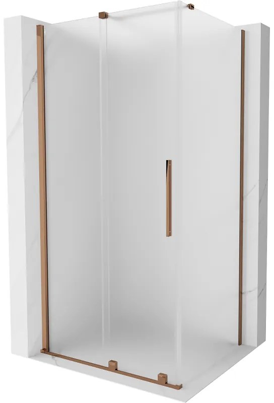 Mexen Velar, sprchový kút s posuvnými dverami 100 x 90 cm, 8mm sklo námraza, ružové zlato, 871-100-090-31-55