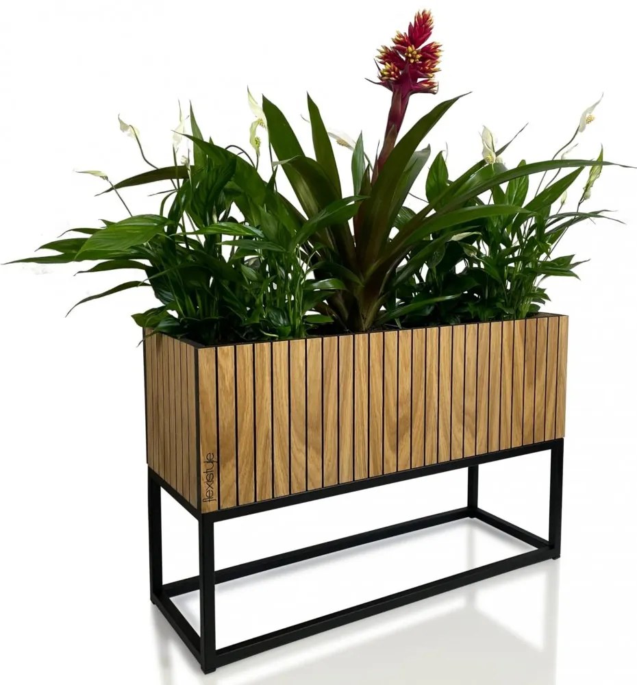 Elegantný kvetináč z prírodnej dubovej dyhy LOFT FIORINO 62X22X40 cm