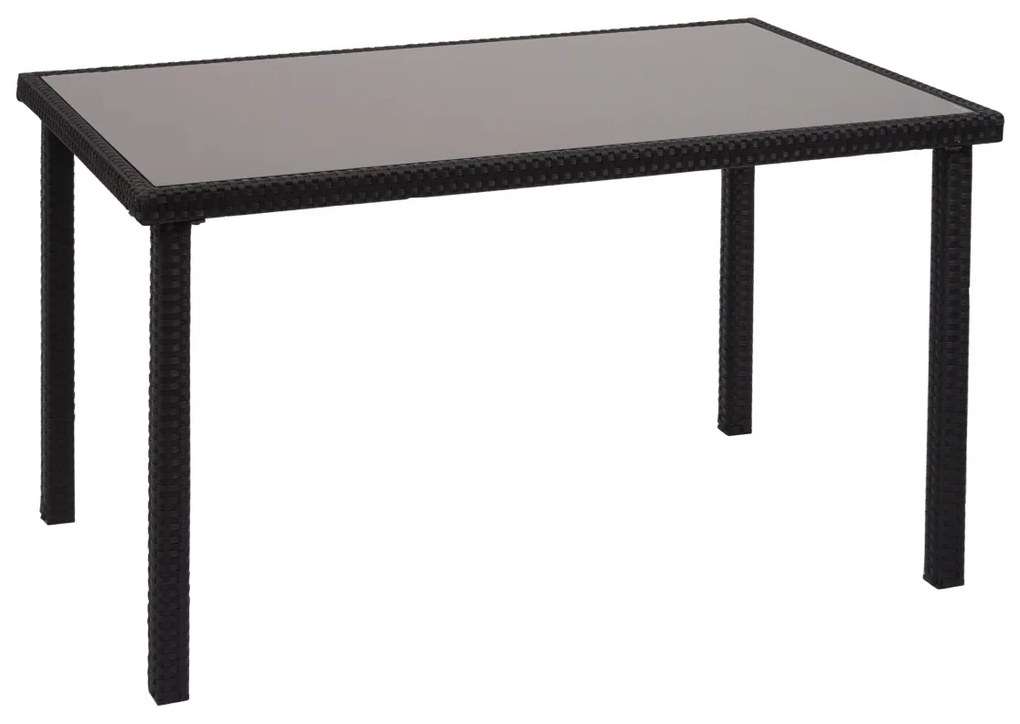 Záhradný stôl HWC-G19, polyratan,120x75cm - čierny