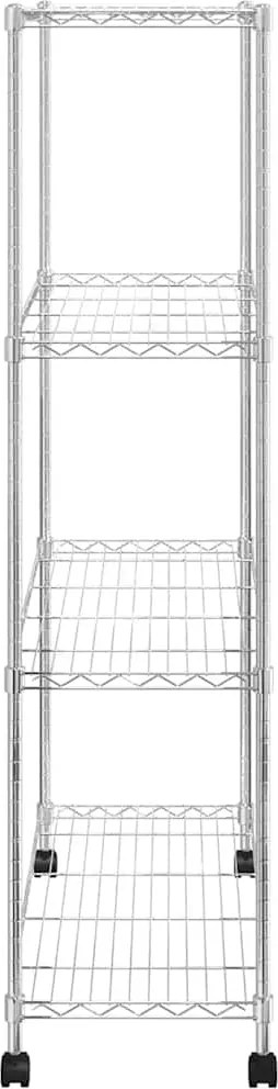 Multidom Regál so 4 policami na kolieskach 90x35x142 cm chrómový 200 kg