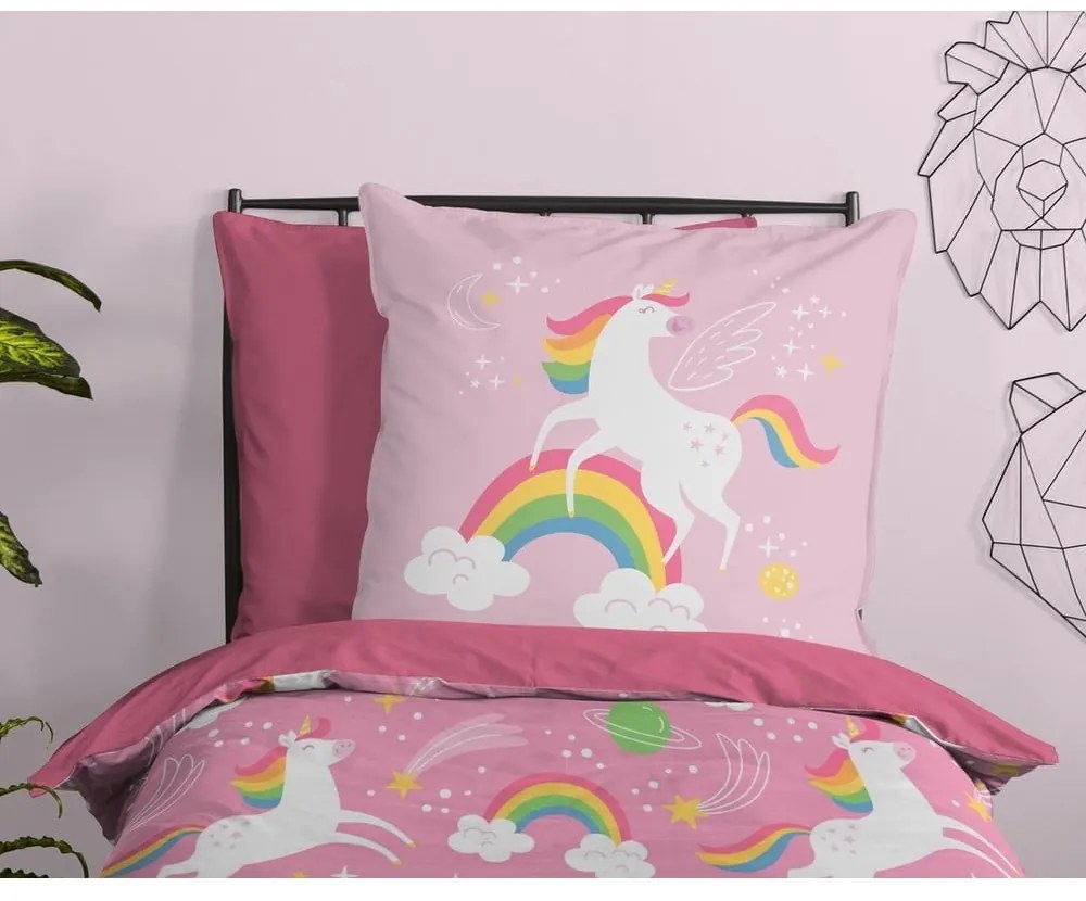 Ružové detské obliečky na jednolôžko z mikrovlákna 140x200 cm – Good Morning