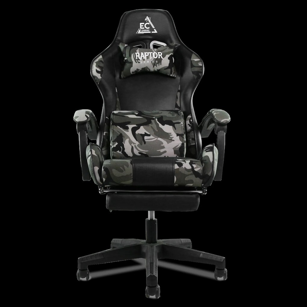 JAKS PREMIUM HERNÉ KRESLO POLOHOVATEĽNÉ EKO - KOŽA ARMY + MASÁŽNY VANKÚŠ