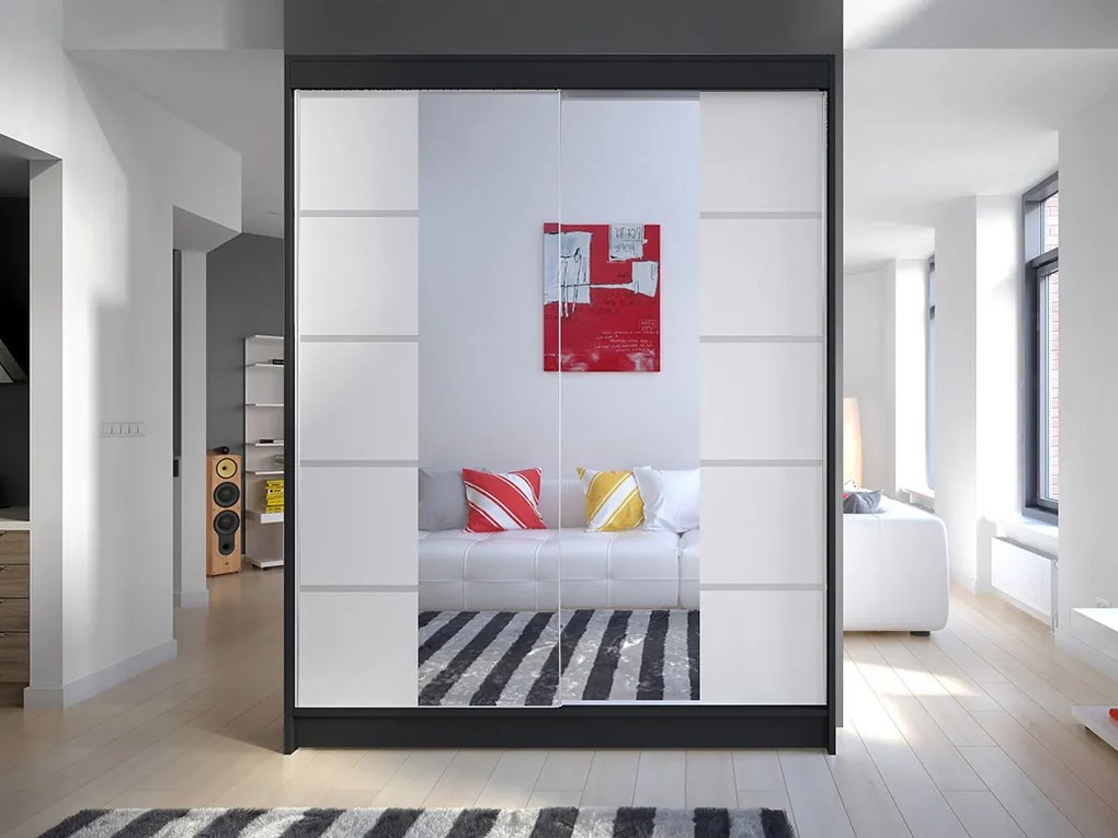 Šatníková skriňa Chantal 5 (čierna + biela). Akcia -21%. Vlastná spoľahlivá doprava až k Vám domov. 1069256