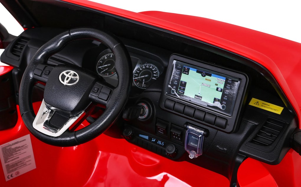 Ramiz Elektrické auto Toyota Hilux pre deti červené + pohon 4x4 + diaľkové ovládanie