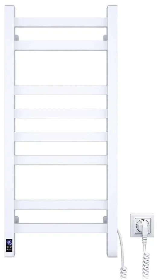 Kúpeľňový rebríkový radiátor s termostatom AVANGARD 251W/230V 80,6 cm IP44 biely, pravostranné prevedenie