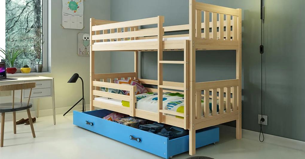 Interbeds Poschodová posteľ Carino so zásuvkou 190x80 prírodná modrá