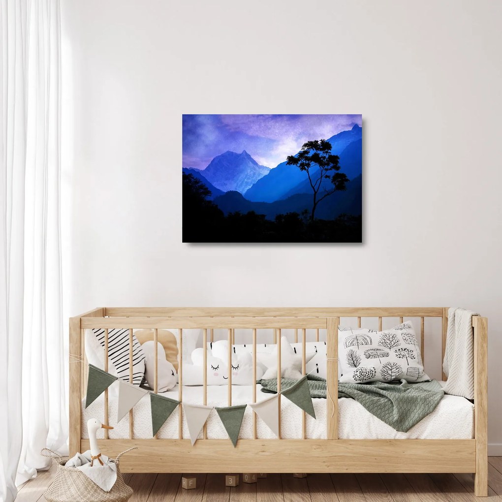 Sklenený obraz - Nočné nebo v Nepále (70x50 cm)
