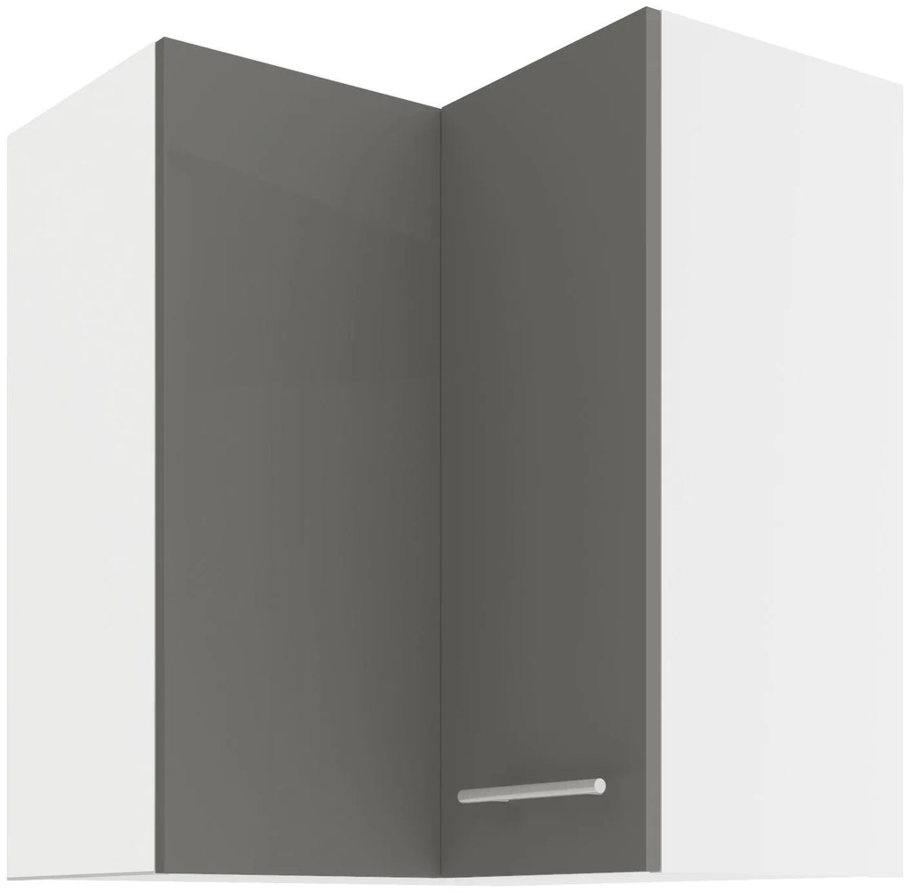 Horná rohová kuchynská skrinka Lavera 60x60 GN-72 2F (90°) (korpus: biela + front: lesk sivý). Vlastná spoľahlivá doprava až k Vám domov. 1134585