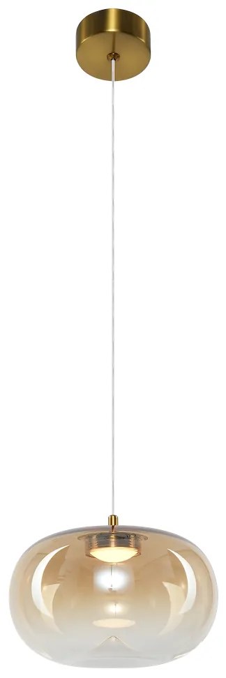 Závesné svietidlo Vaso, 1x jantárové sklenené tienidlo, (fi 18cm), g