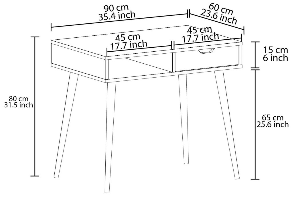 Písací stôl Ofende (biela). Akcia -14%. Vlastná spoľahlivá doprava až k Vám domov. 1107993