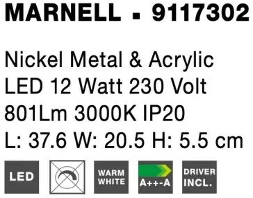 LED nástenné svietidlo Marnell 37.6 nikel