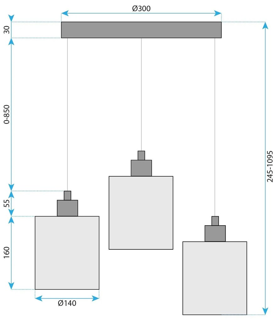 Toolight Toolight, stropné svietdlo 3xE27, APP1820-3CPR, čierna-hnedá, OSW-00621