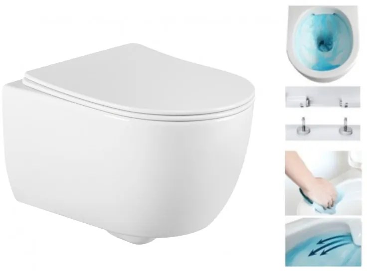 Závesný set GEBERIT Duofix Basic+ WC CARMEN Rimless 49 x 37 cm + pomaly padajúca doska Slim, biela, 3388XX00+39040100