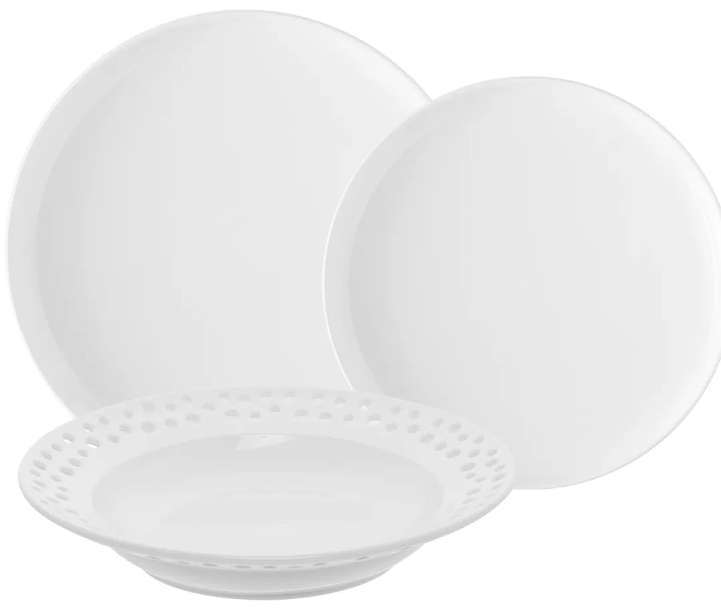 Porcelánový set, perforovaný 18 ks - Flow - W0127