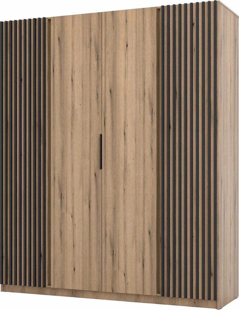 4-dverová skriňa do spálne s lamelami a policami Dravero Ev/ev-bl 2LAM 2F