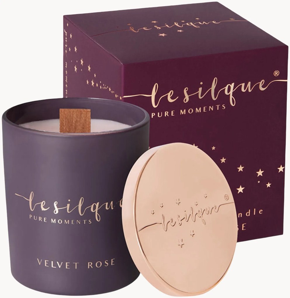 Ručne vyrobená vonná sójová sviečka's dreveným knôtom Velvet Rose, 300 g