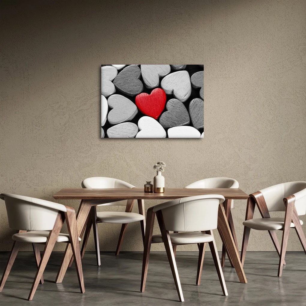 Obraz drevených srdiečok (70x50 cm)