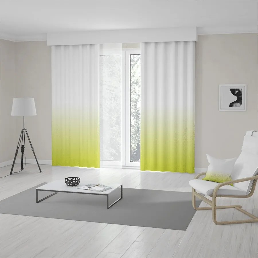 Designové závesy do obývačky v trendy ombré žlto zelenom prevedení 150 x 250 cm