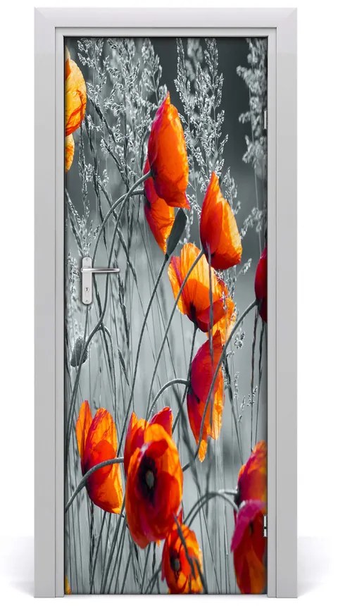 Samolepiace fototapety na dvere pole mak 85x205 cm