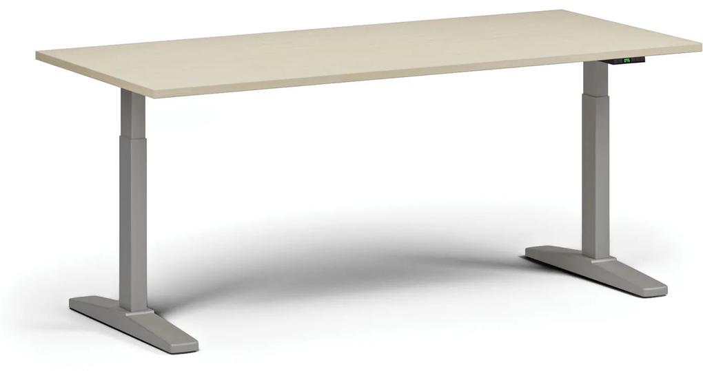 Výškovo nastaviteľný stôl, elektrický, 675-1325 mm, doska 1800x800 mm, sivá podnož, breza